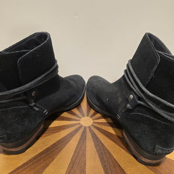 Sorel Black Leather Boots Womens 8.5 Farah Tassel Ties Ankle Booties Suede Boho - Picture 7 of 13